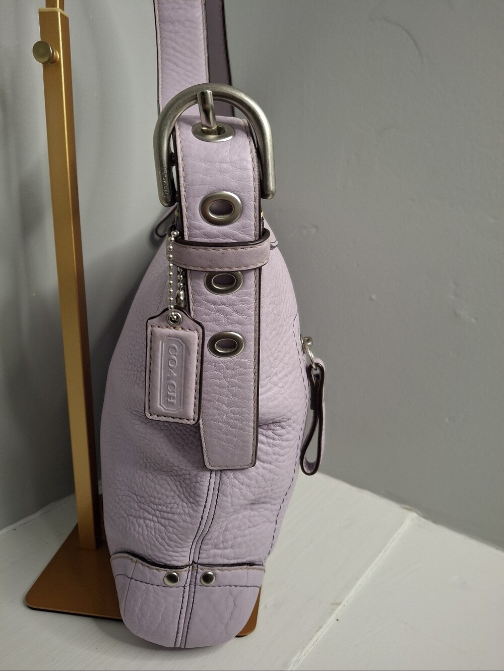 Coach Lavender Pebbled Leather Crossbody Shoulder Bag 2008 Y2K - Picture 3 of 8